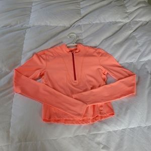 Lululemon gloss trim run 1/2 zip sunset